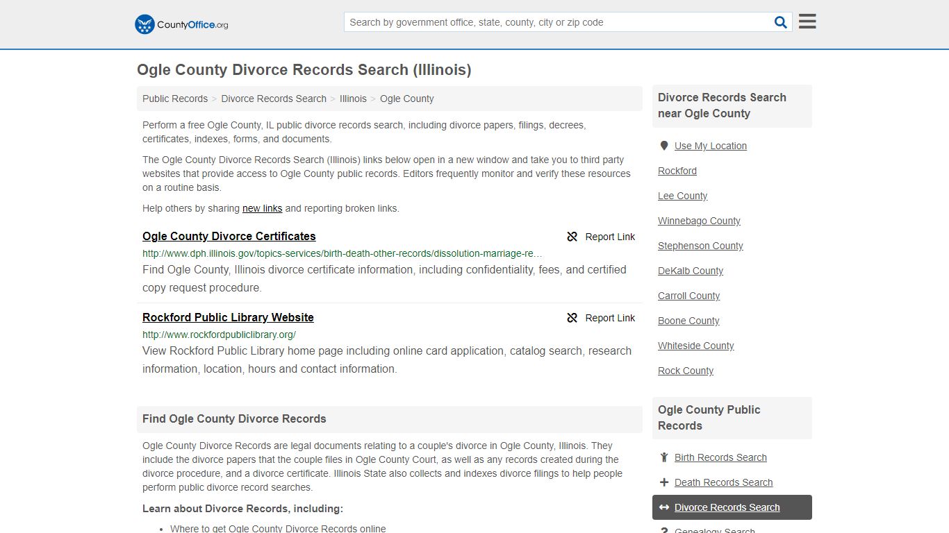 Divorce Records Search - Ogle County, IL (Divorce ...